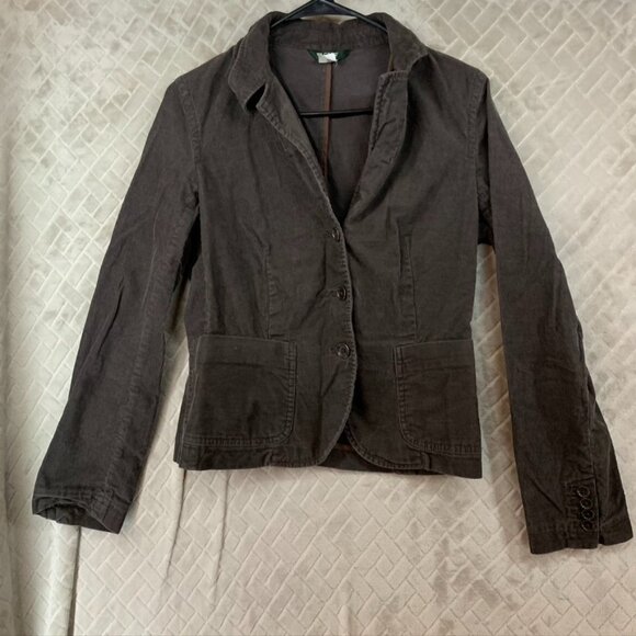 J Crew Womens 6 Corduroy Blazer Jacket Dark Brown Button Front 100% Cotton - Picture 1 of 15